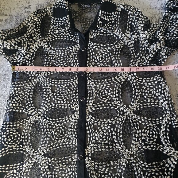 Berek Metallic Circle Button Down High Low Mesh Shirt *read notes* - Picture 13 of 13